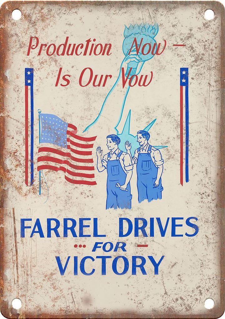 Farrel for Victory WWII Propaganda Poster Reproduction Metal Sign