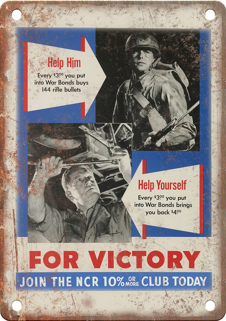 For Victory WWII Propaganda Poster Reproduction Metal Sign