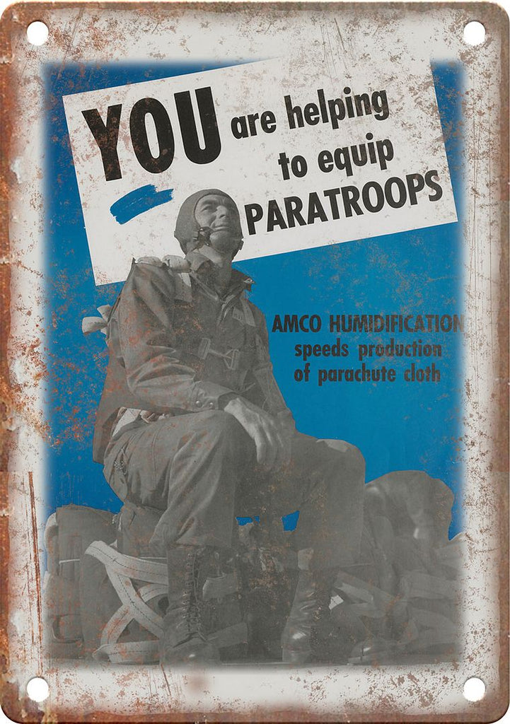 Paratroops WWII Propaganda Poster Reproduction Metal Sign