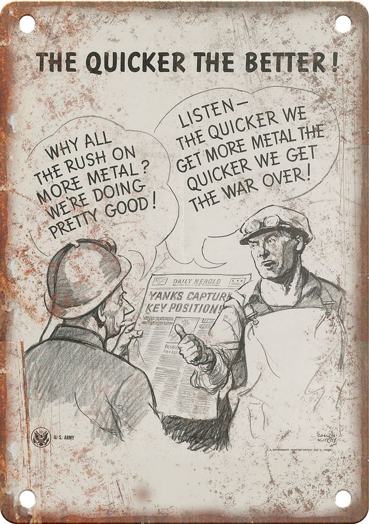 Listen Quicker WWII Propaganda Poster Reproduction Metal Sign
