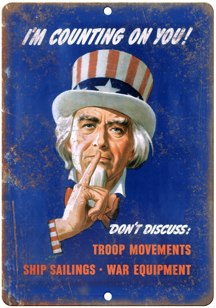 Uncle Sam I'm Counting on You Propoganda Metal Sign