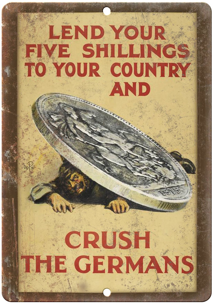 Crush The Germans Vintage WW2 Poster Art Metal Sign