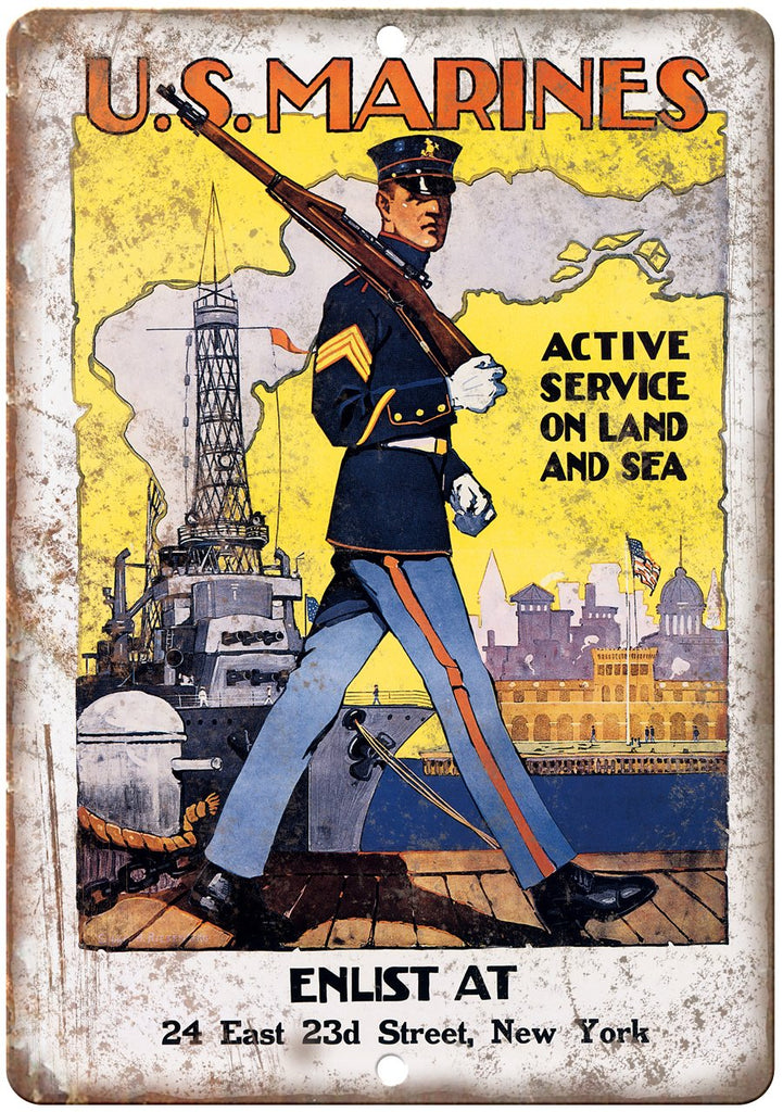 US Marines Recruitment War Poster Art Metal Sign