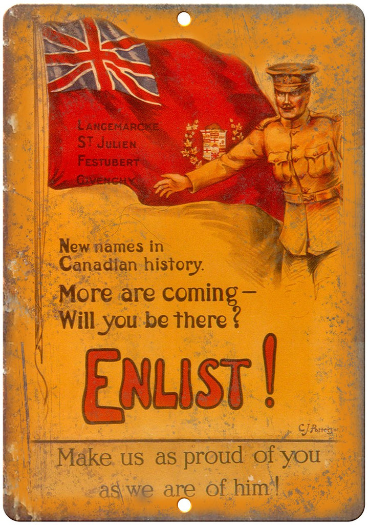 Canadian Military Enlistment Poster Art Metal Sign