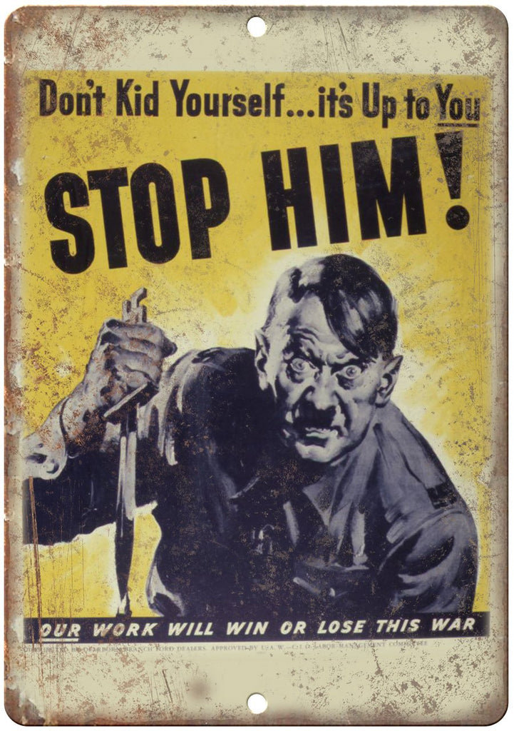 Anti Hitler WW2 War Poster Art Metal Sign