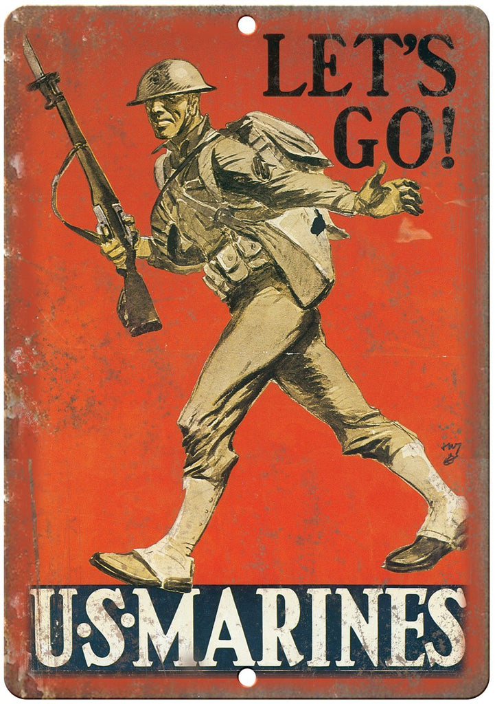 Lets Go! US Marines Recruitment Poster Art Metal Sign