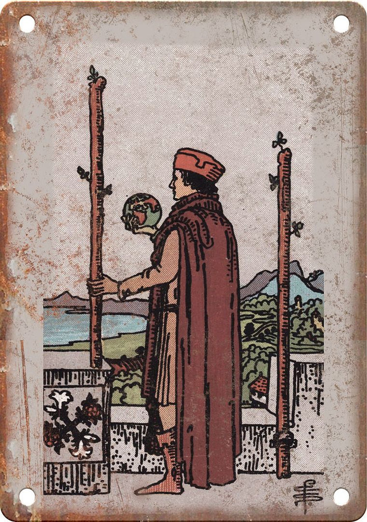 Minor Arcana Two of Wands Metal Sign