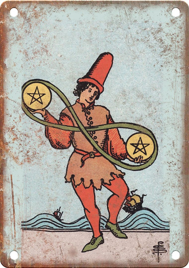 Minor Arcana Two of Pentacles Metal Sign