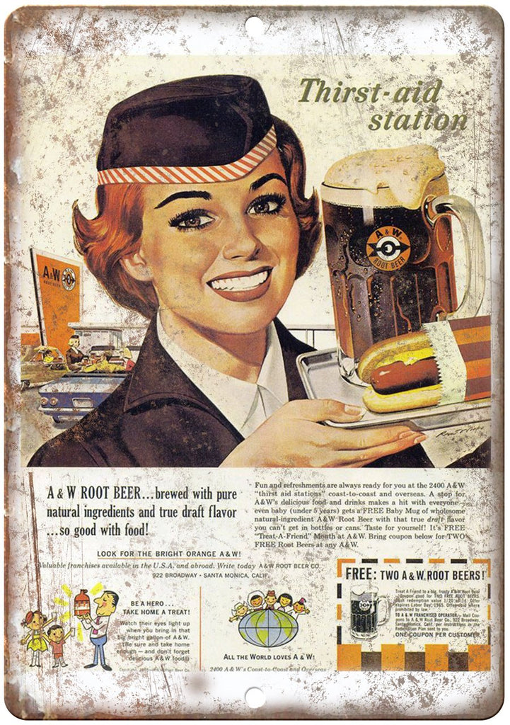 A&W Root Beer Ad Metal Sign