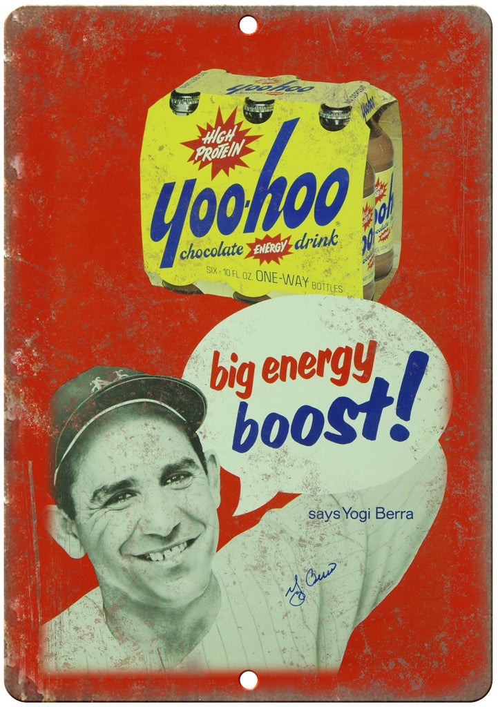 Yogi Berra Yoo-Hoo Chocolate Drink Metal Sign