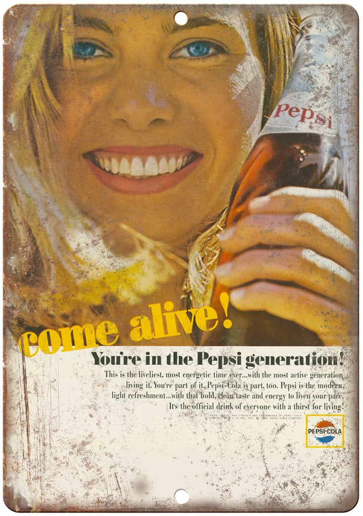 Pepsi Cola Come Alive Metal Sign