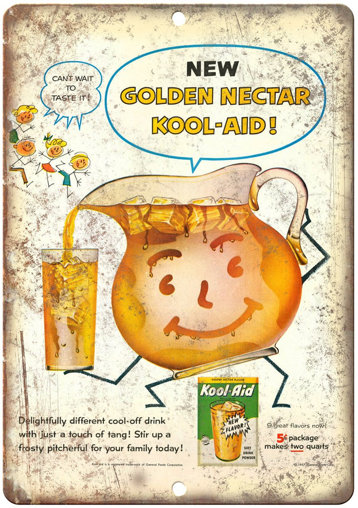 Golden Nectar Kool Aid Flavor Drink Metal Sign