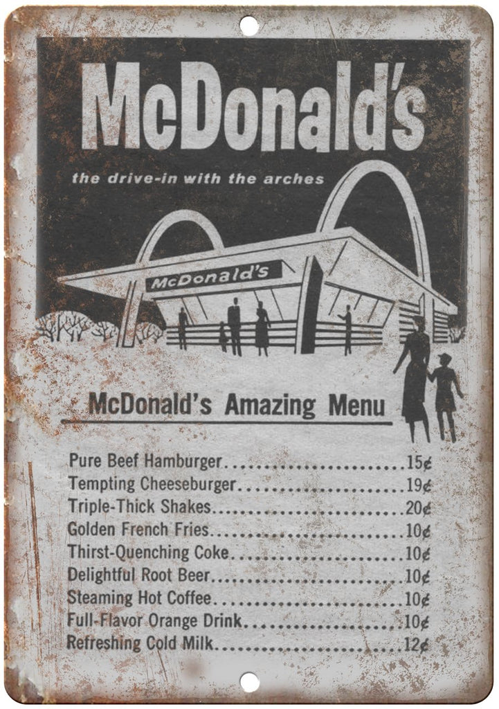 McDonald's Original Menu Metal Sign