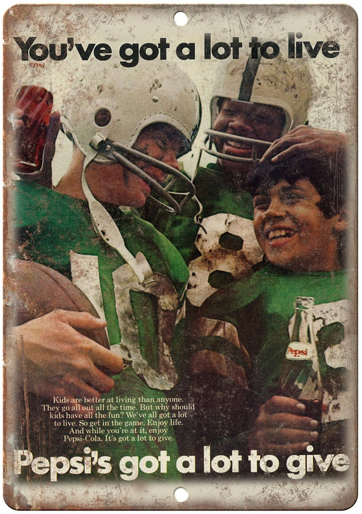 Pepsi Cola Soda Football Metal Sign