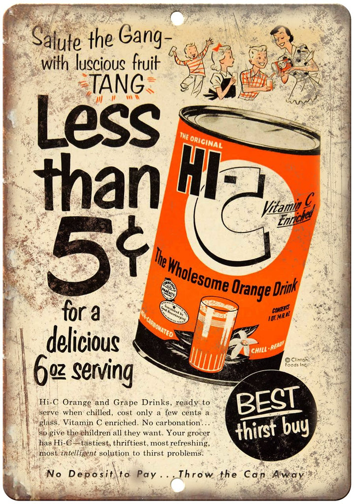 Hi-C Orange Grape Drink Metal Sign