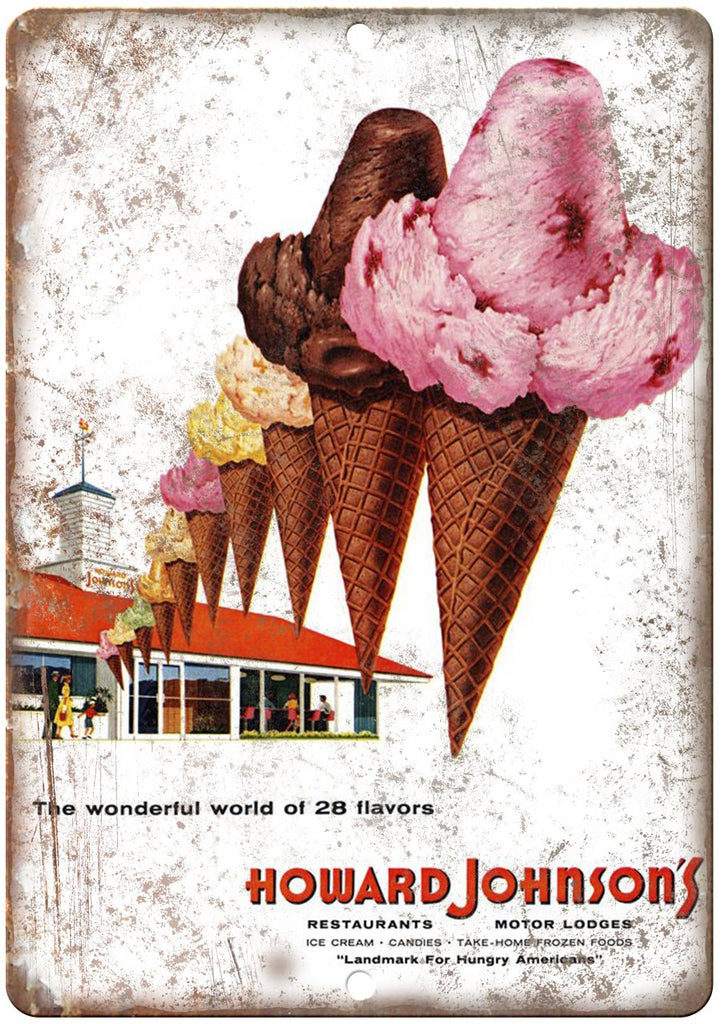 Howard Johnson's Motor Lodge Ice Cream Metal Sign
