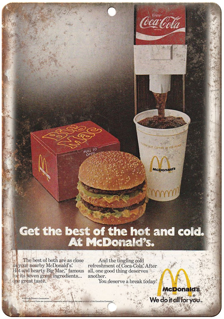 McDonald's Big Mac Coke Ad Metal Sign