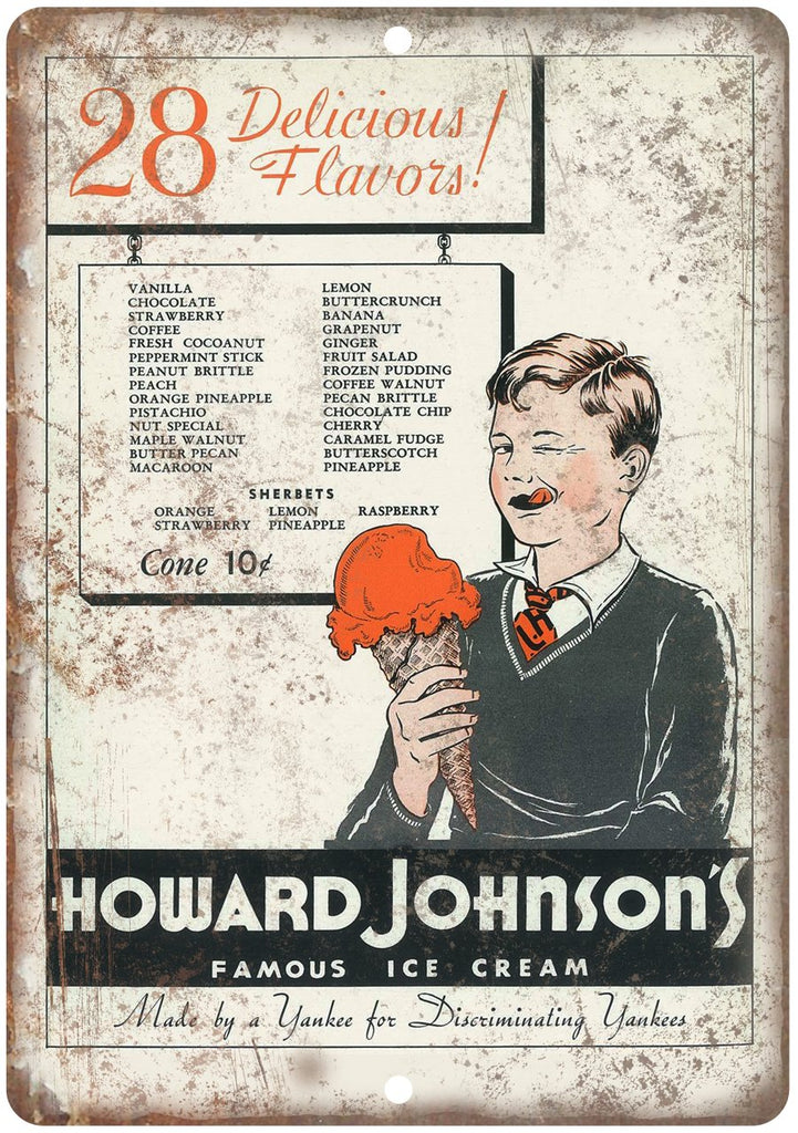 Howard Johnson's Famous Ice Cream Metal Sign