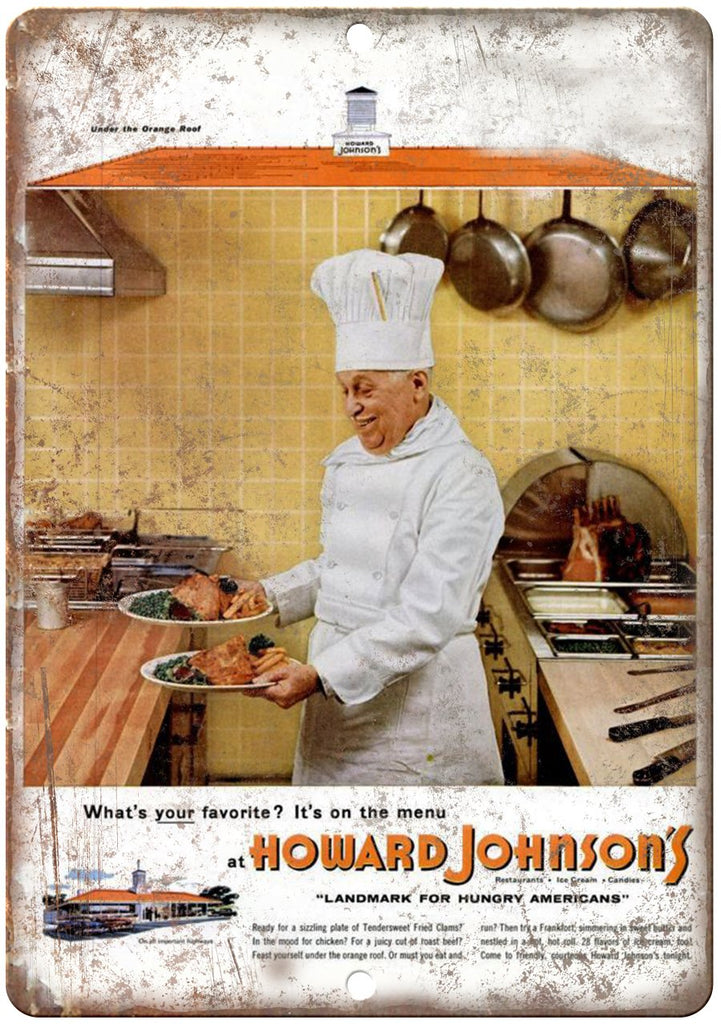 Howard Johnson's Hungry American Metal Sign