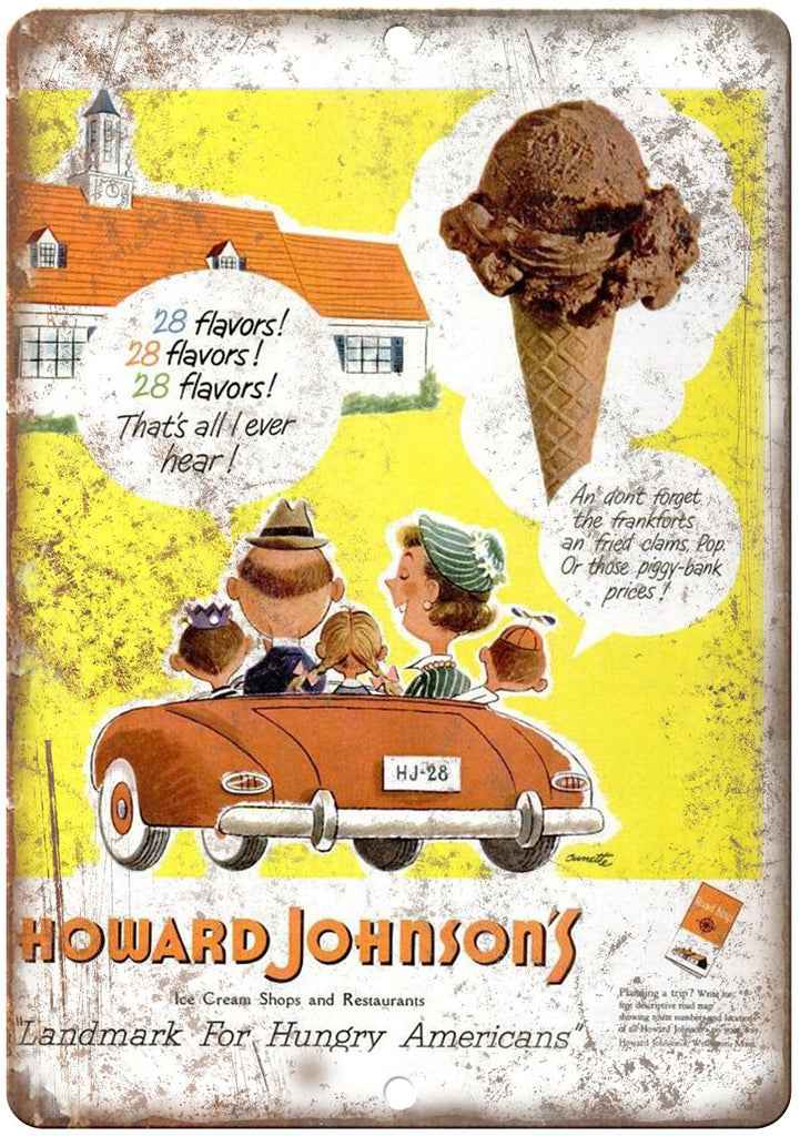 Howard Johnson's Ice cream Shop Metal Sign