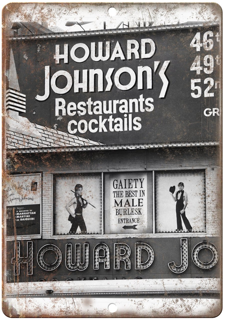 Howard Johnson's Restaurant Male Burlesk Metal Sign