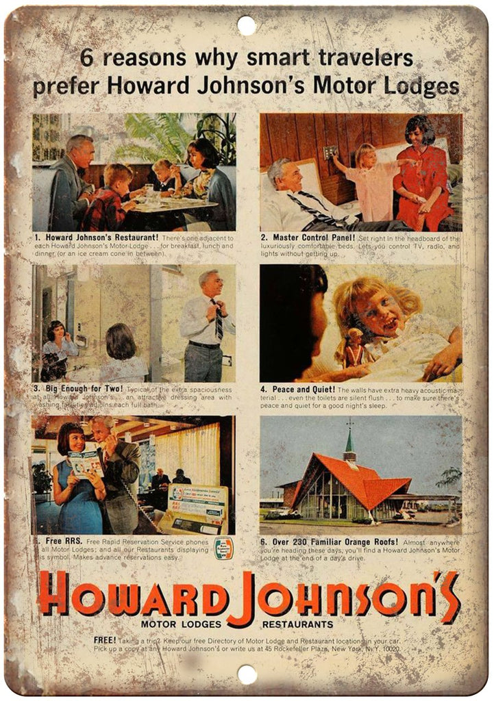 Howard Johnson's Motor Lodge Metal Sign