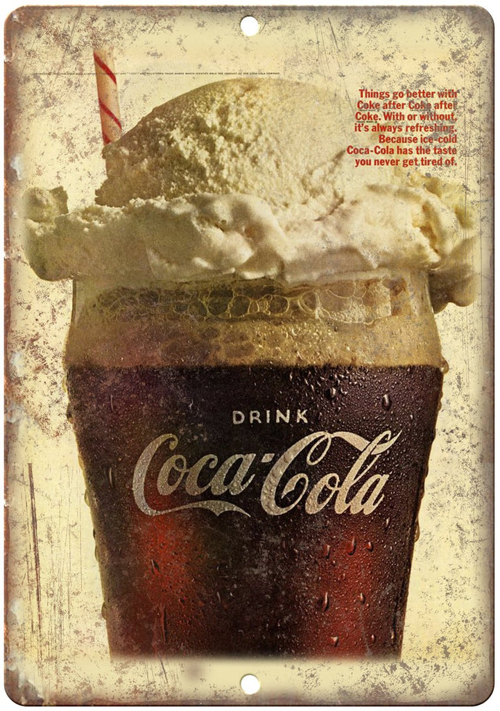 Coca-Cola Ice Cream Float Metal Sign