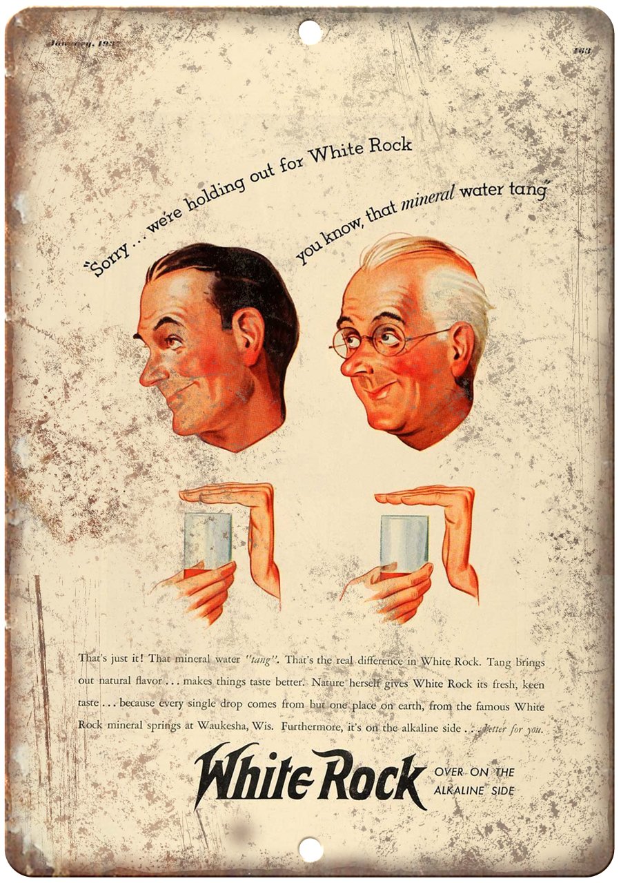 White Rock Alkaline Metal Sign | Rusty Walls – Rusty Walls Sign Shop