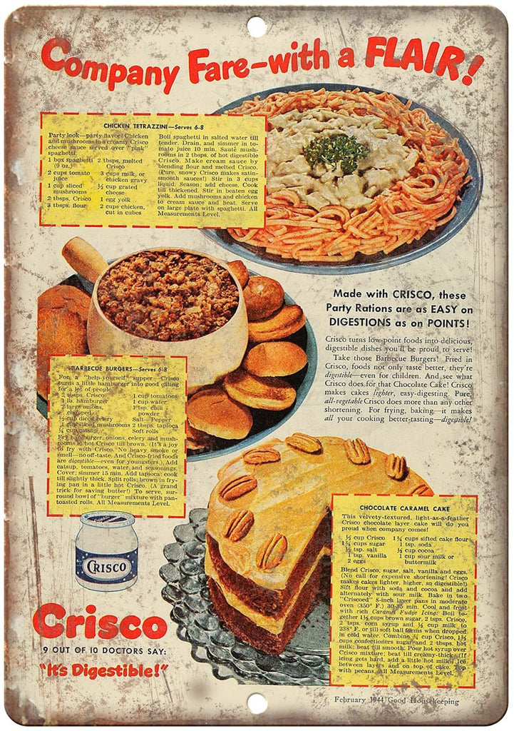 Crisco Cooking Oil Ad Metal Sign