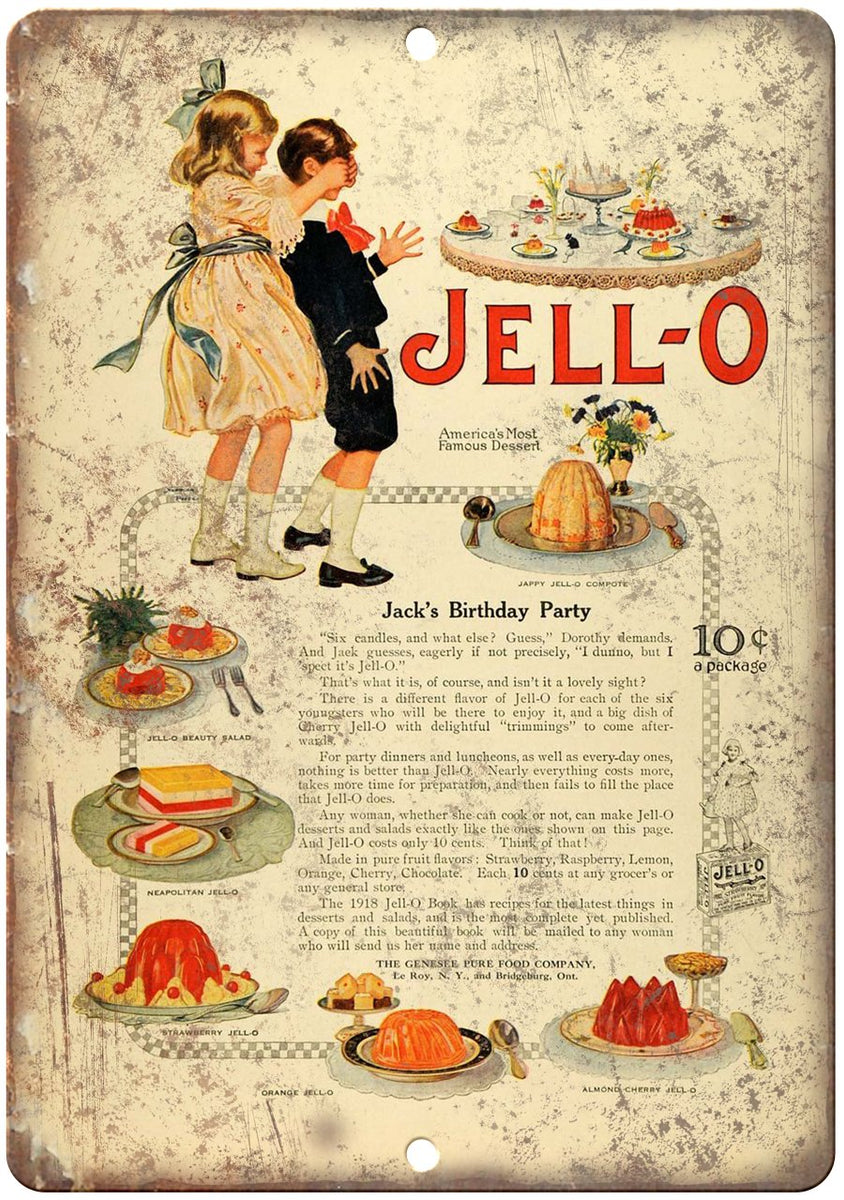 Jell-O Birthday Desert Metal Sign | Rusty Walls – Rusty Walls Sign Shop