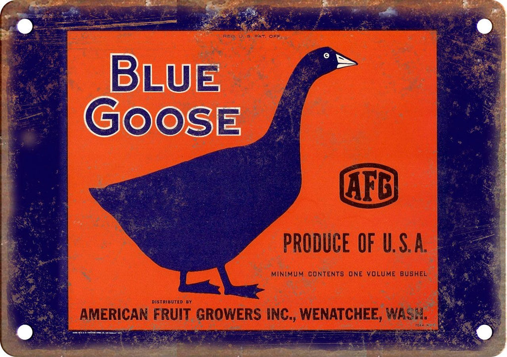 Blue Goose American Fruit Growers Metal Sign