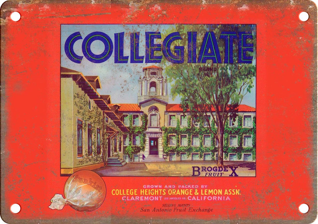Collegiate College Heights Orange Assn Metal Sign