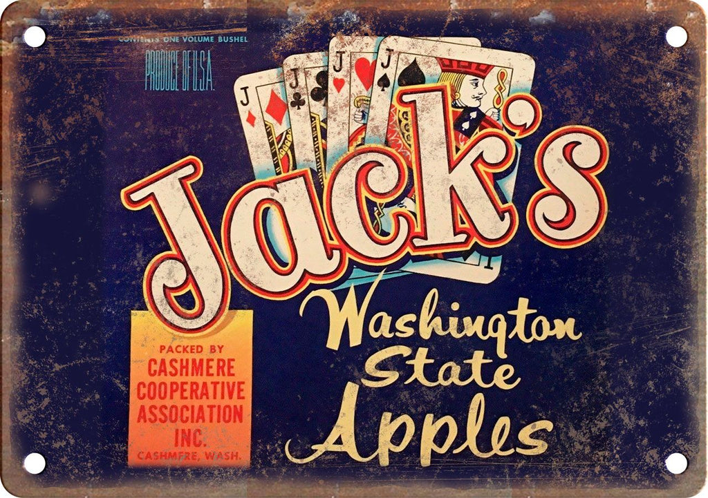 Jack's Washington State Apples Metal Sign