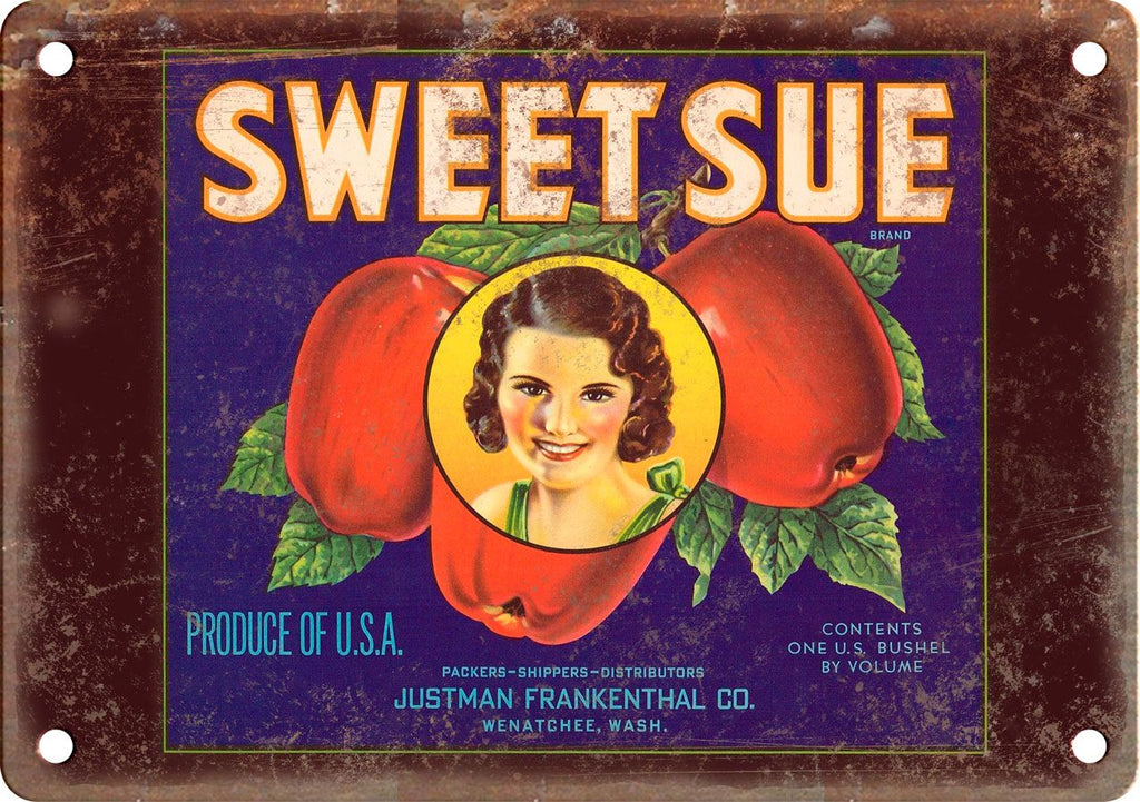 Sweet Sue Brand Package Label Metal Sign