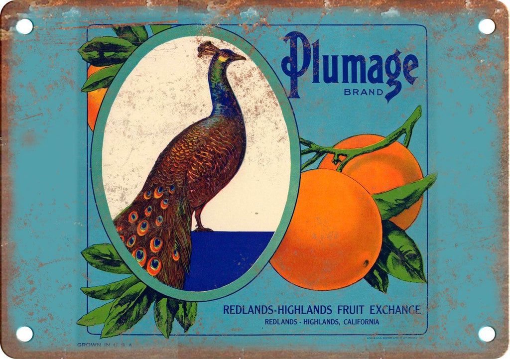 Plumage Brand California Citrus Metal Sign