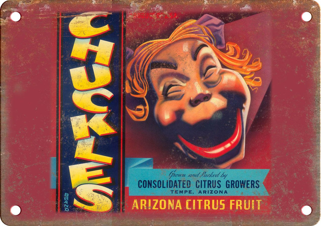 Chuckles Brand Arizona Citrus Fruit Metal Sign