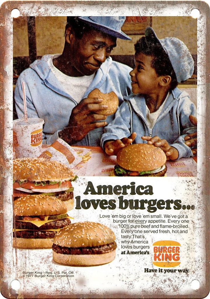 Burger King Vintage Fast Food Ad Metal Sign