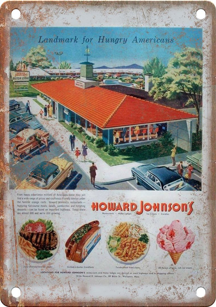 Howard Johnson's Vintage Food Ad Metal Sign