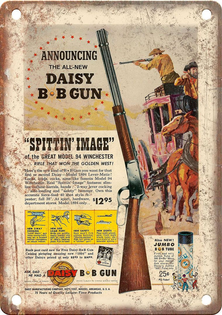 Daisy BB Gun Vintage Comic Book Ad Metal Sign