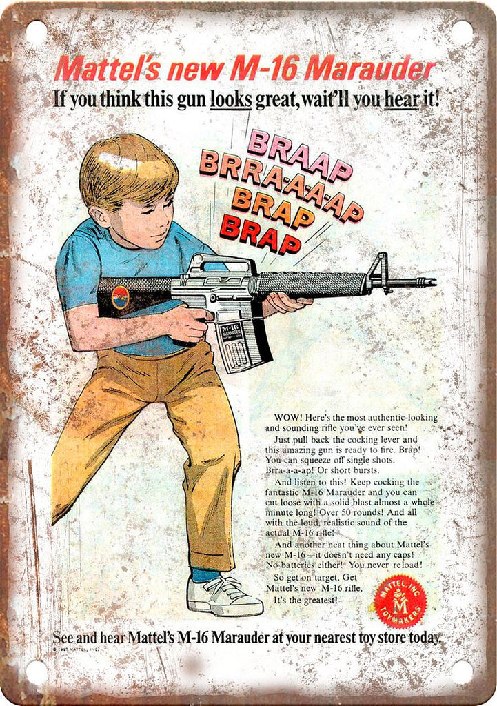 M-16 Machine Gun Vintage Ad Metal Sign
