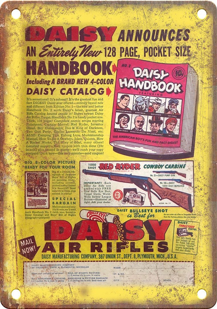 Daisy Air Rifle Comic Book Ad Metal Sign