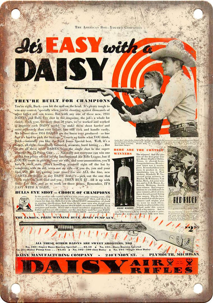 Daisy Air Rifles Vintage Ad Metal Sign