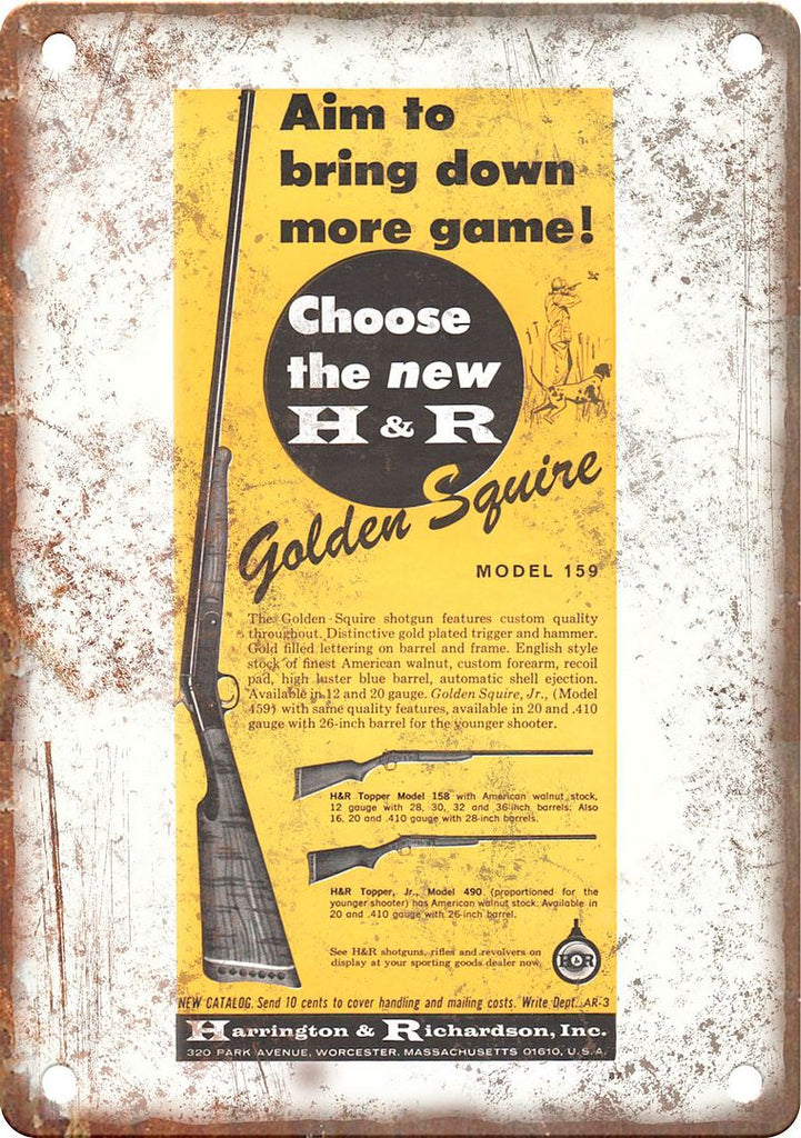 Harrington and Richardson Rifle Vintage Ad Metal Sign