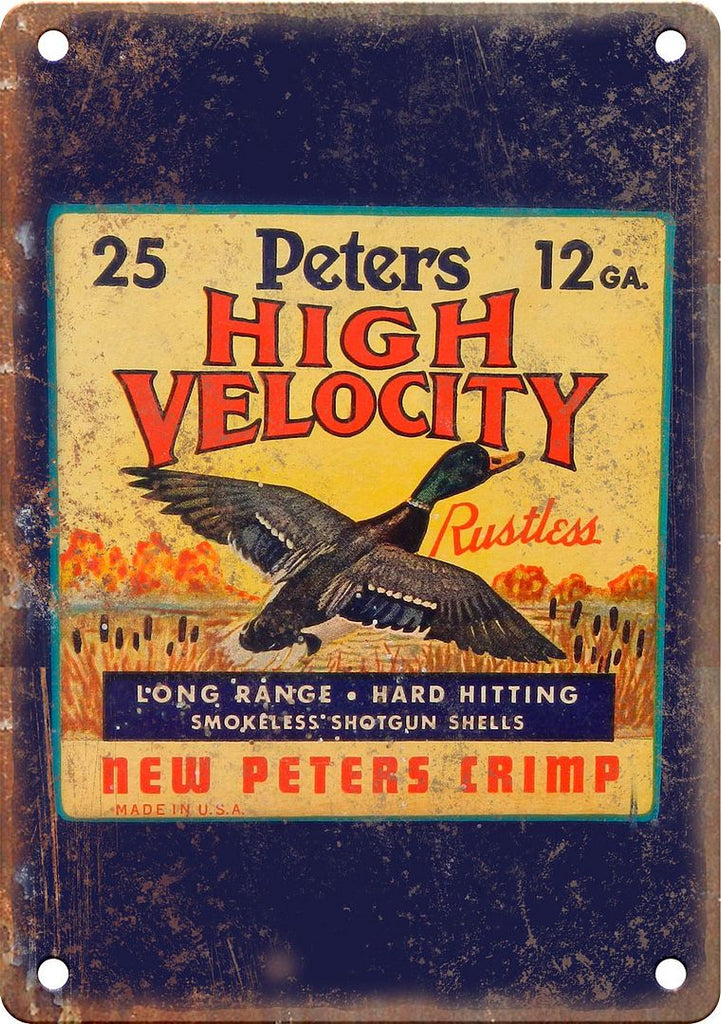 Peters High Velocity Shotgun Shell Box Art Metal Sign