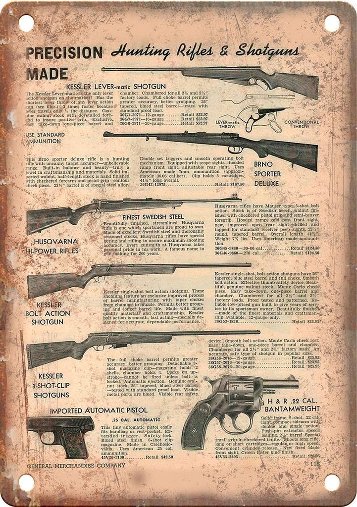 H&R Arms Shotgun Vintage Ad Metal Sign