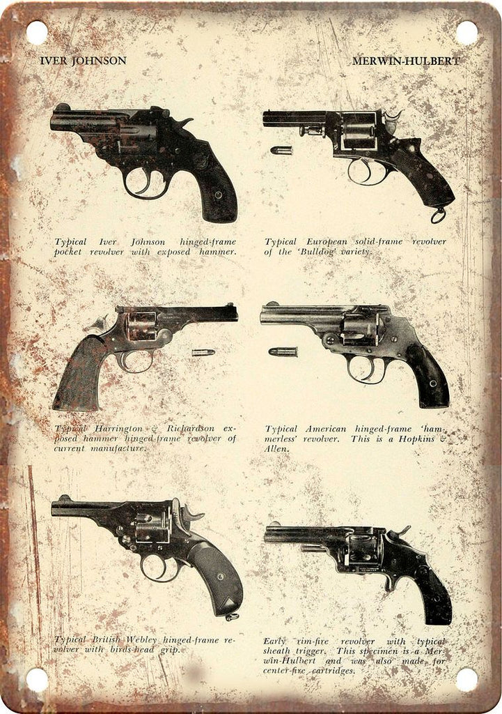 Iver Johnson Handgun Vintage Ad Metal Sign