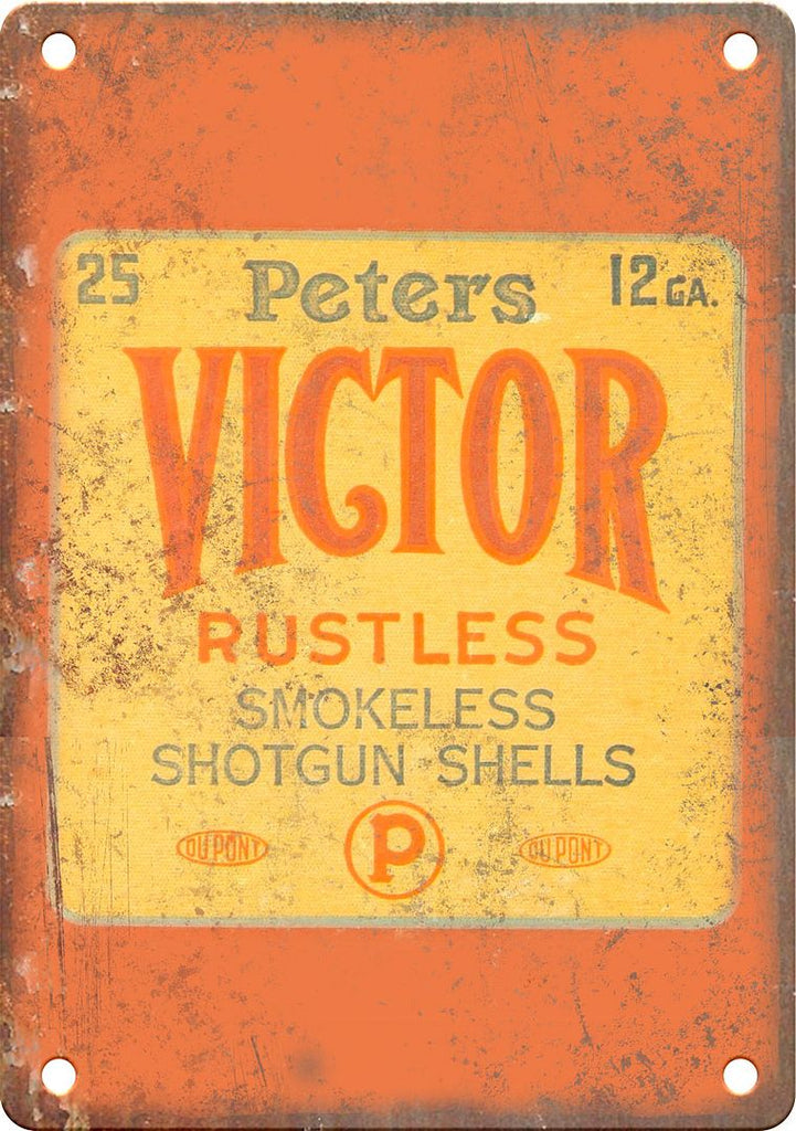 Victor Shotgun Shells Ammunition Box Art Metal Sign