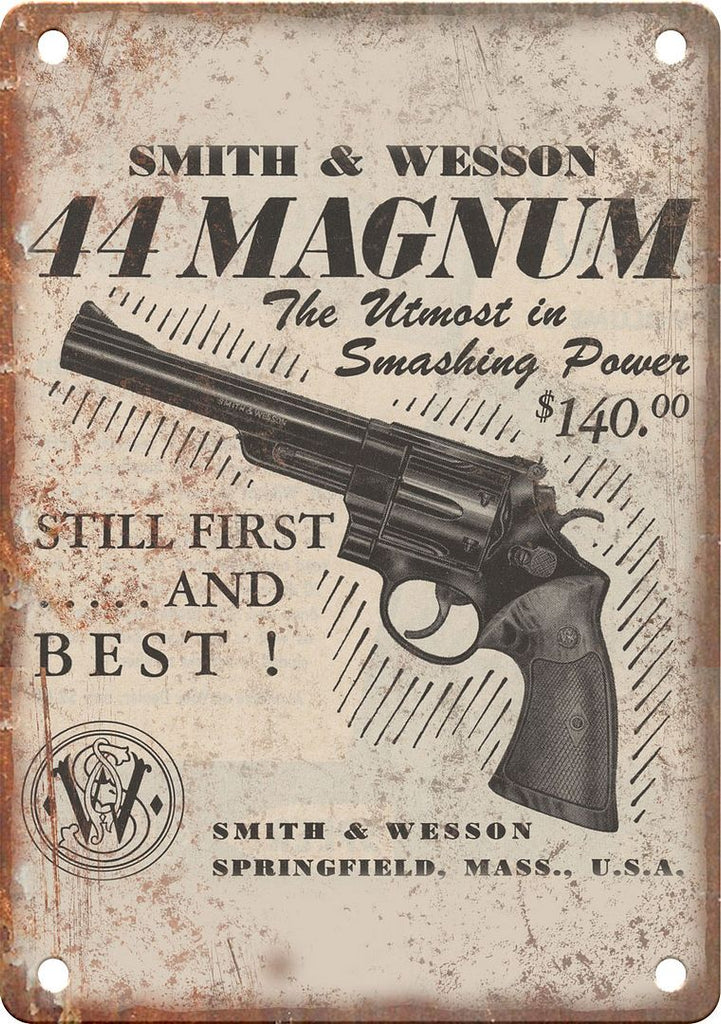 Smith & Wesson Vintage Handgun Ad Metal Sign