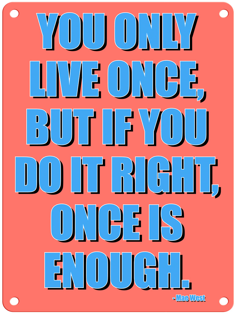 You Only Live Once 9" x 12" Metal Sign