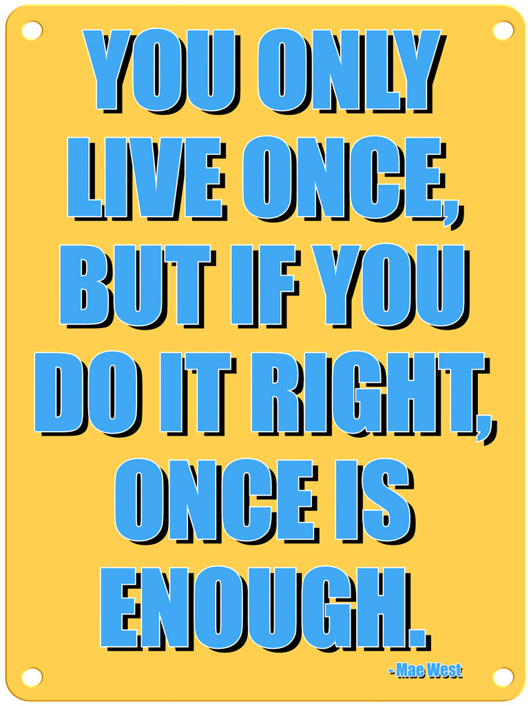 You Only Live Once 9" x 12" Metal Sign